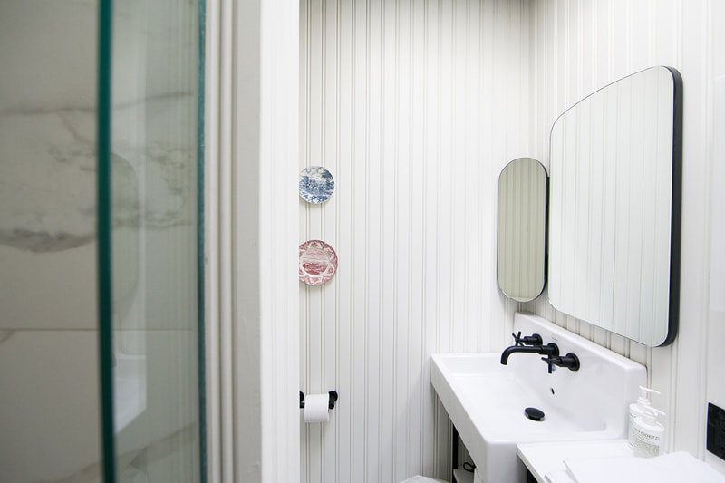 Bathroom mirrors in hotel suite