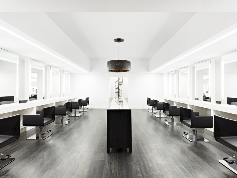 Hair salon styling stations